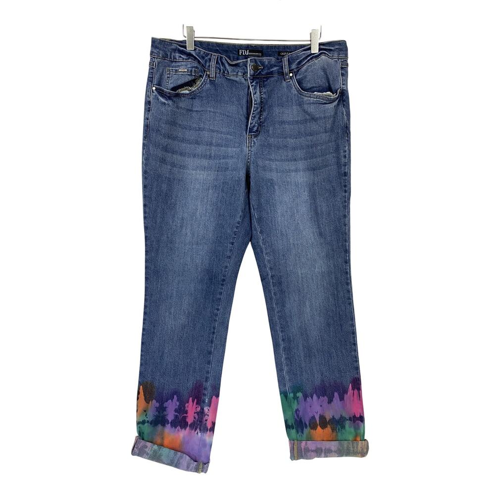 FDJ French Dressing Jeans Womens 16 Blue Straight Olivia Tie Dye Ankle 36x32 - Picture 2 of 12